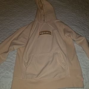 Supreme peach box logo hoodie